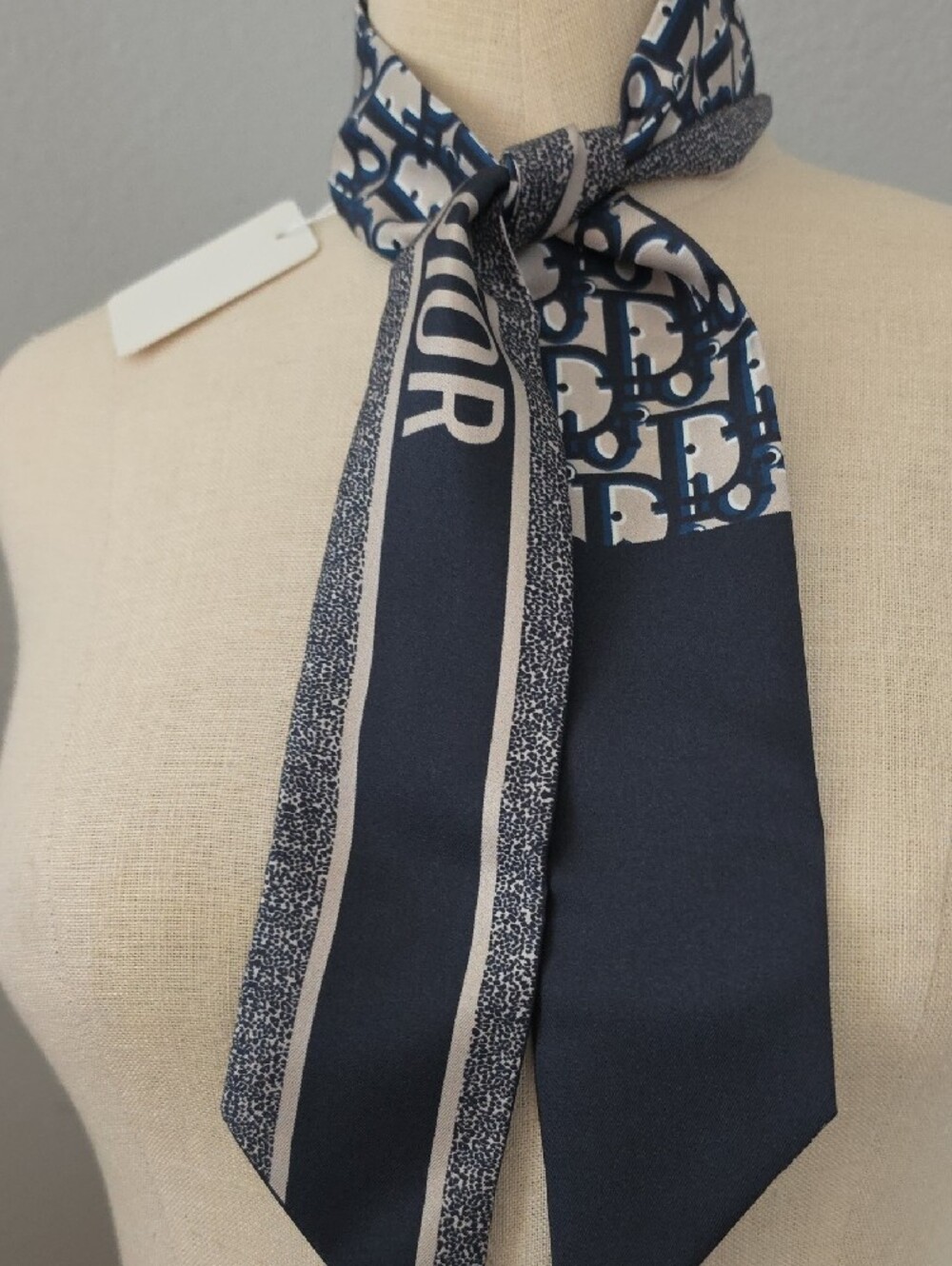 Dior Navy & Cream Printed Scarf Accent - Picture 7 of 11